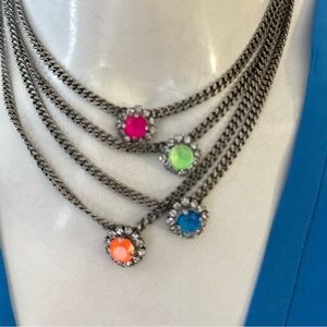 TOVA single Neon pink pop crystal pendant silver necklace